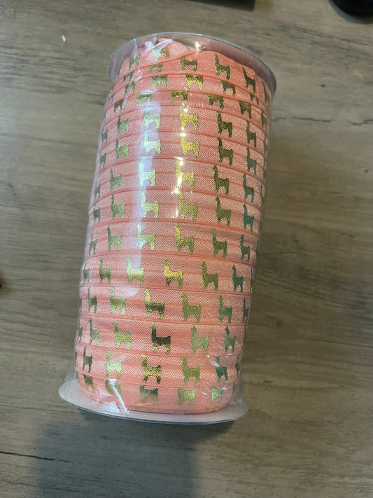 Coral w/ Gold Llama Elastic