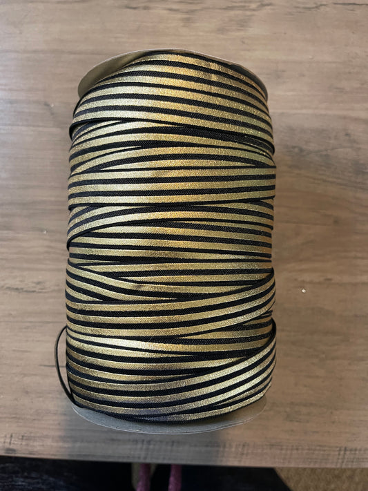 Black w/ Gold Stripes Elastic