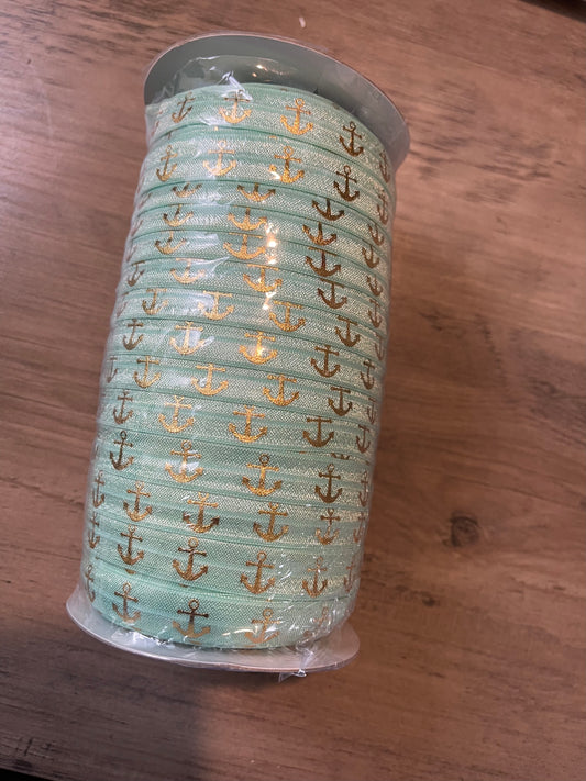 Mint w/ Gold Anchors Elastic