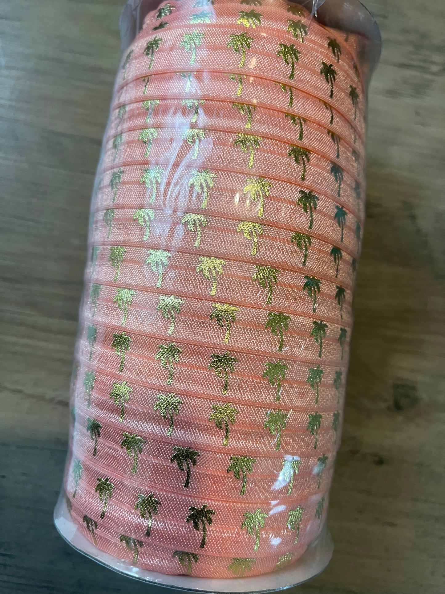 Coral w/ Gold Palm Tree Elastic