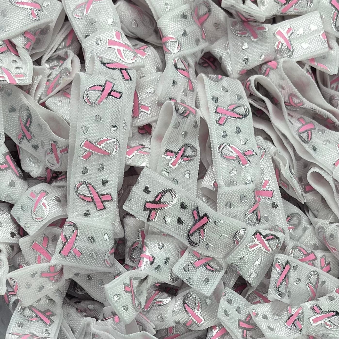White Breast Cancer Awareness Hair Tie